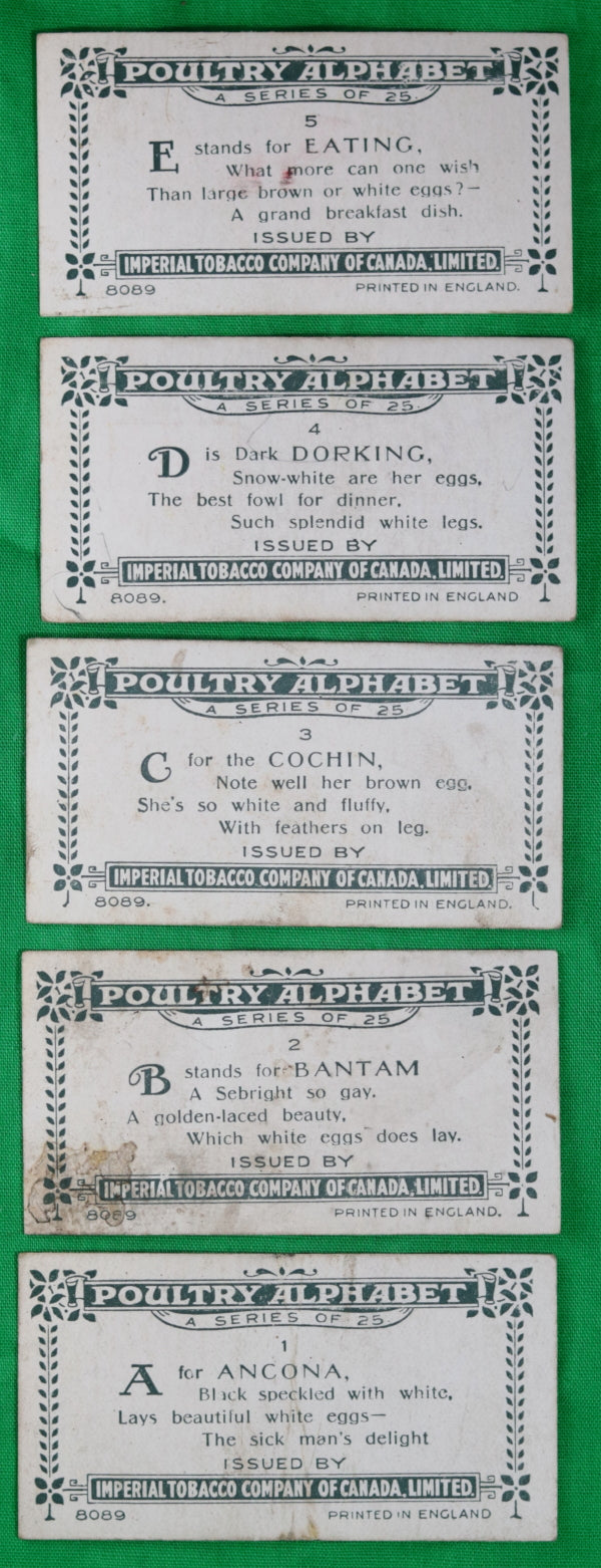 1924 Imperial Tobacco cards, complete set #C38 ‘Poultry Alphabet
