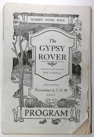 1925 Massey Music Hall program for ‘The Gypsy Rover’ Toronto Canada