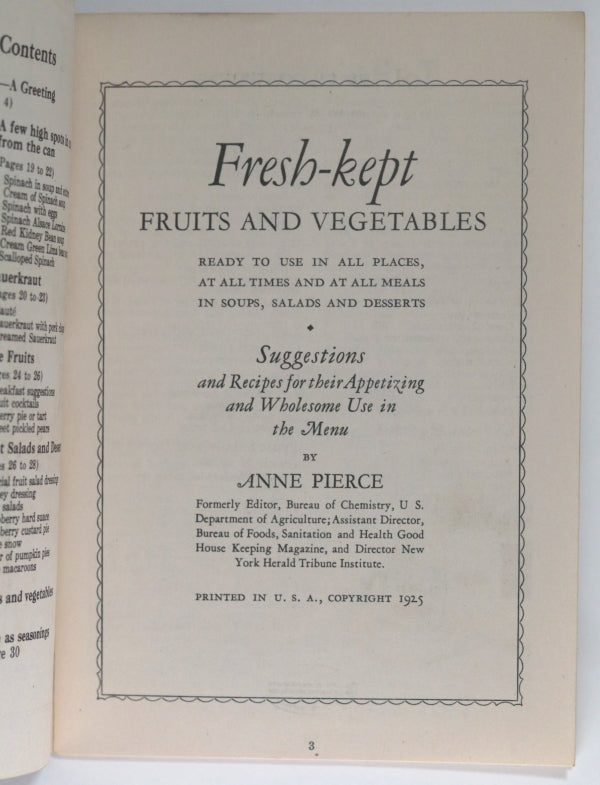 1925 USA NY recipe book Flag brand canned fruits and vegetables