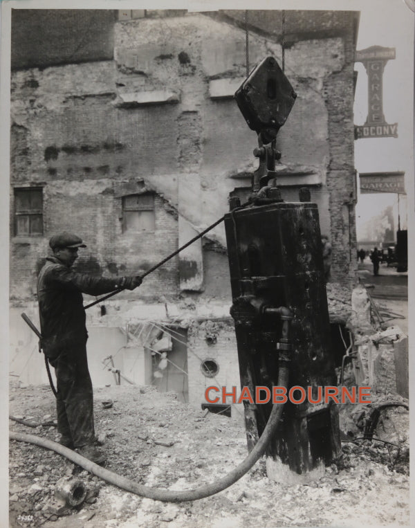 1926 NYC B&W photo of construction worker at 62nd & CPW
