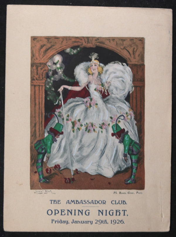 1926 card Fred and Adele Astaire, opening night Ambassador Club London
