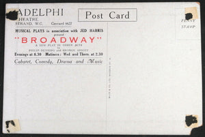 1927 London UK advertising postcard Adelphi Theatre play ‘Broadway’