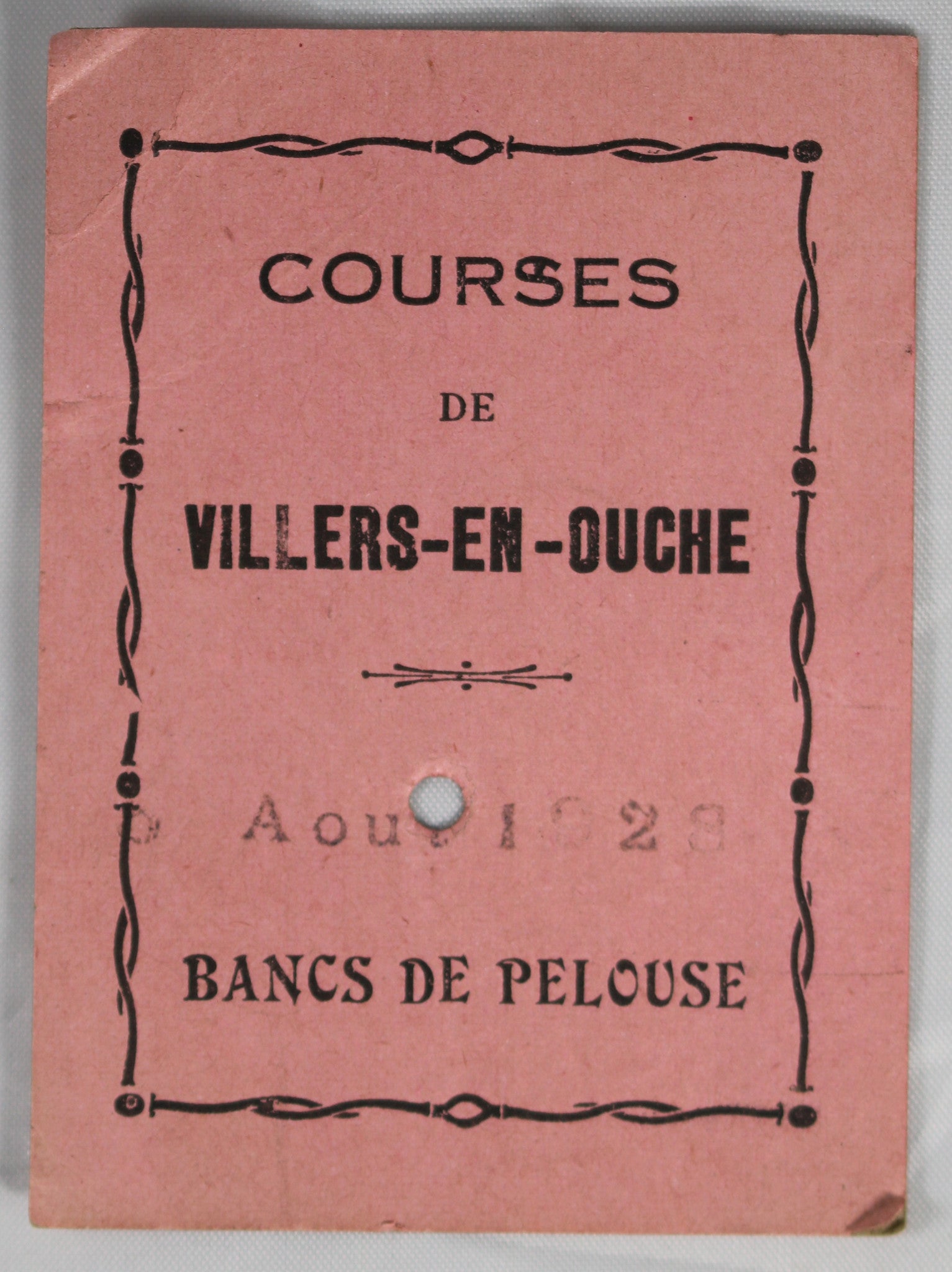 1928 Courses hippiques de Villers-En-Ouche (Orne) - carte d'entrée