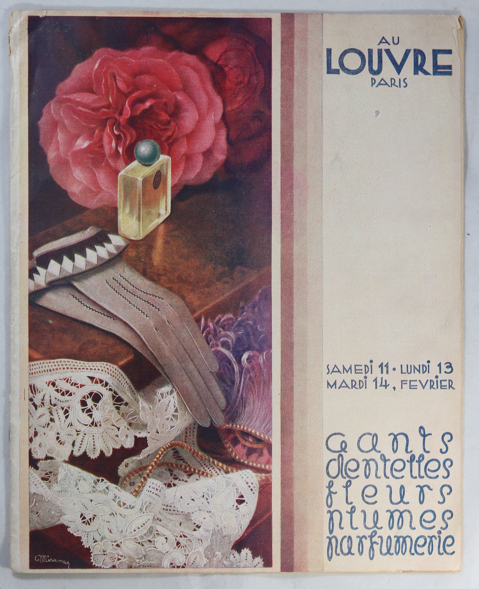 1928 catalogue mode ‘Au LOUVRE Paris’ (gants,dentelles,fleurs,parfums)