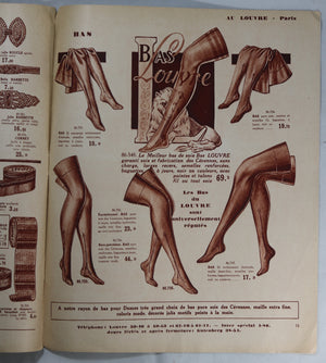 1928 catalogue mode ‘Au LOUVRE Paris’ (gants,dentelles,fleurs,parfums)