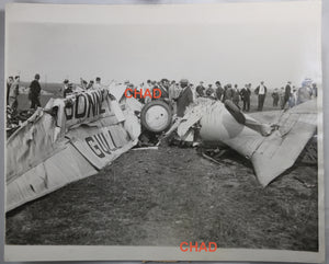1928 photo wreckage of plane crash, killing aviation pioneer Bonney