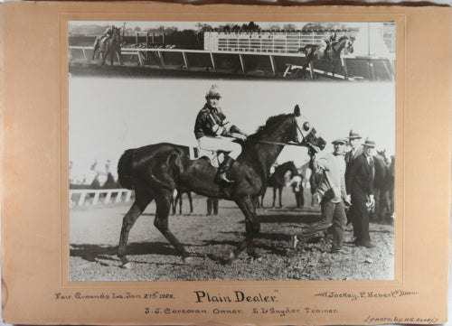 1928 photo thoroughbred “Plain Dealer” Fairground Course, Louisiana