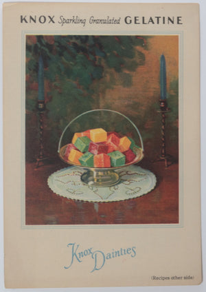 1929 Knox Gelatin recipe pamphlet + 3 recipe cards Knox Dainties 1928