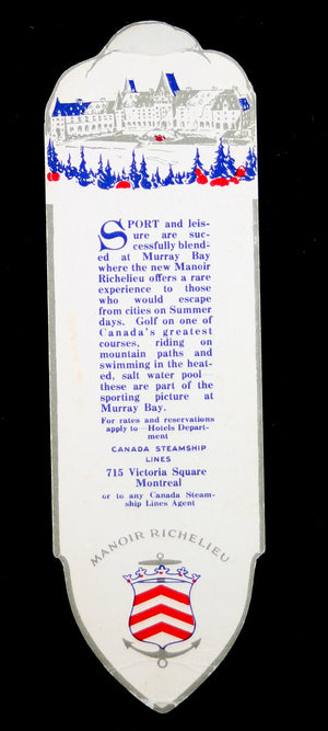 @1929  Manoir Richelieu (Qc.) bookmark (Canada Steamship Lines)