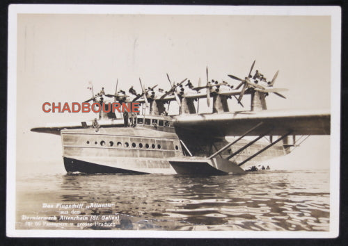1929 photo postcard of Dornier DO-X flying boat, Switzerland