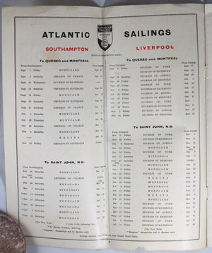 1930 CP Steamships pamphlet – Atlantic Sailings