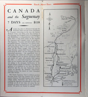 1930 tour brochure for Canada and Saguenay Cruise, Quebec (Canada)