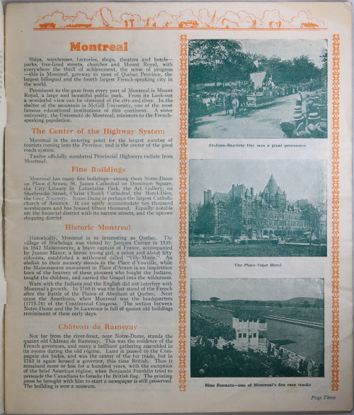 1931 Quebec tourism brochure ‘Quebec The Good Roads Province’