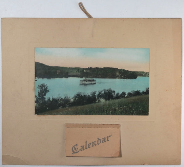 1931 calendar with image of passenger boat going along river (USA)