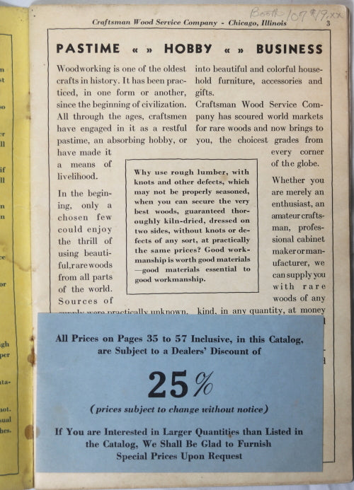 1932 Craftsman Wood Service Catalog-E, Chicago IL