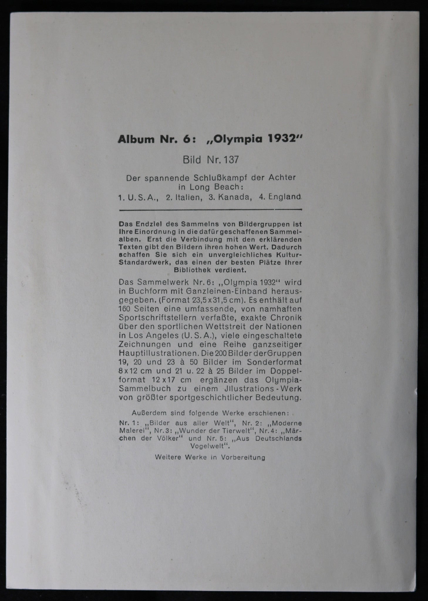 1932 Summer Olympics, photo of men's eight final