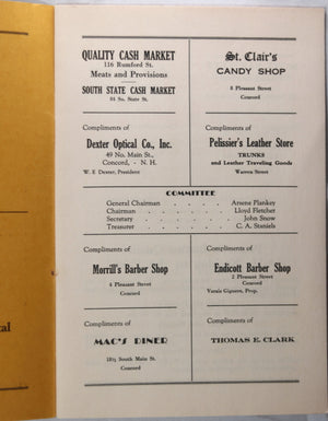 1932 pamphlet, benefit for N.H. State Hospital Baseball Team