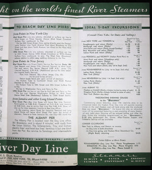 1933 Hudson River Day Line – Timetable and Fares (NYC)