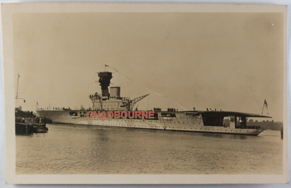 1933 photo postcard H.M. Aircraft Carrier ‘Hermes’ UK