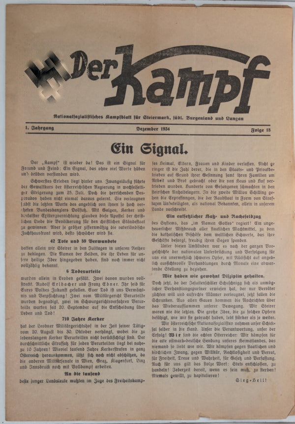 1934-35 two political propaganda 'Der Kampf' newsletters Austria