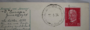 1934 PPC with SS Europa Bremen-New York on-board cancellation