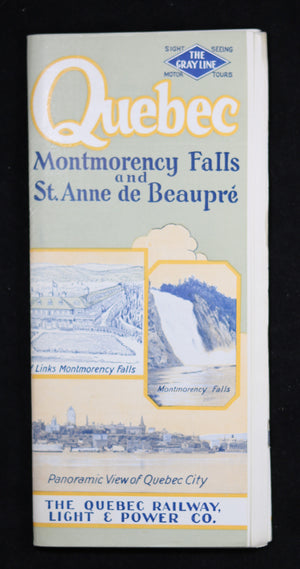 @1934 Tourism brochure from The Gray Line Quebec, Montmorency Falls and St Anne de Beaupré 