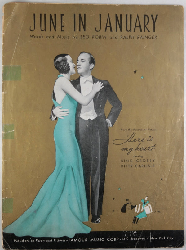 1934 two music sheets from Bing Crosby movie ‘Here is my Heart’