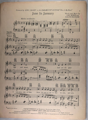 1934 two music sheets from Bing Crosby movie ‘Here is my Heart’
