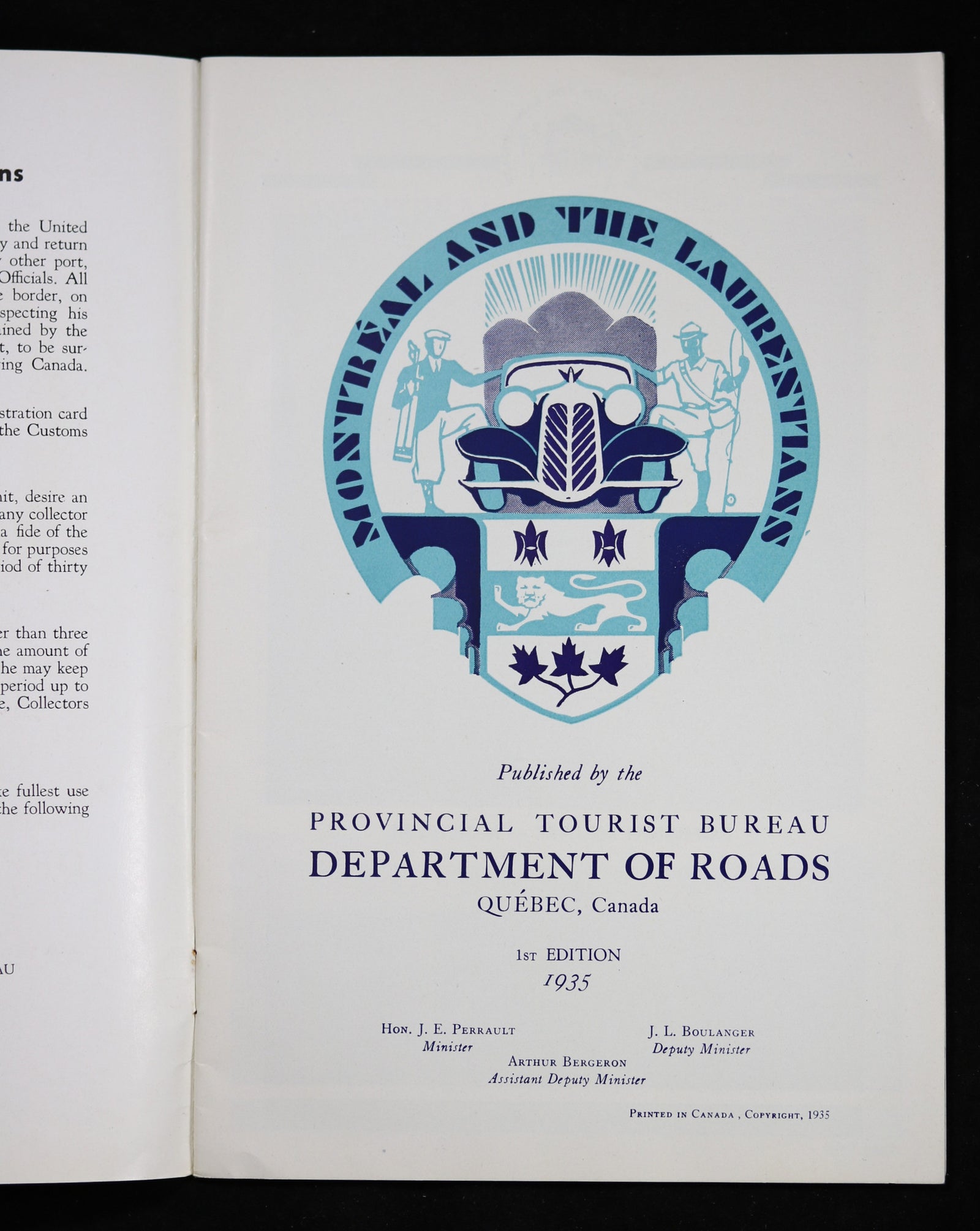 1935 Montreal and Laurentians - Quebec Government tourism brochure