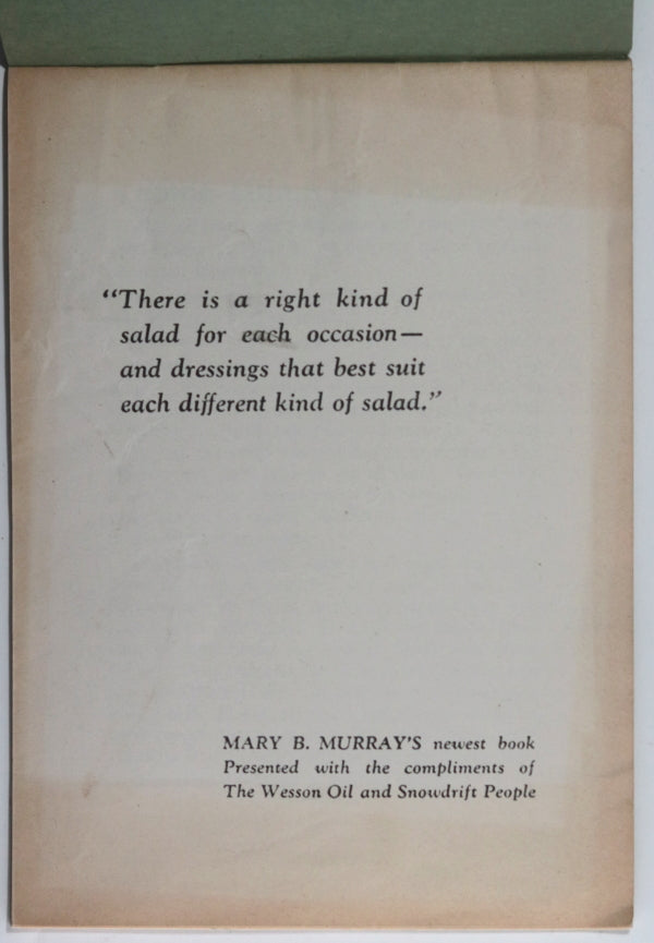 1935 pamphlet Mary Murray’s ‘Salad dressings to suit the Salads’