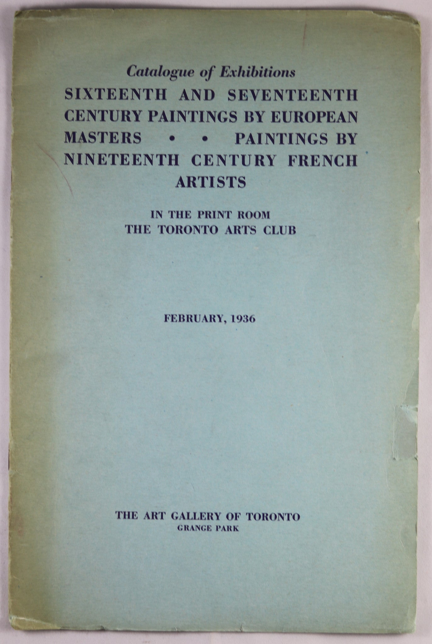 1936 Catalogue of Exhibitions AGO Print Room - Toronto Arts Club