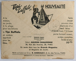 1936 France envelope avec publicité pour Tipi "Buffalo"