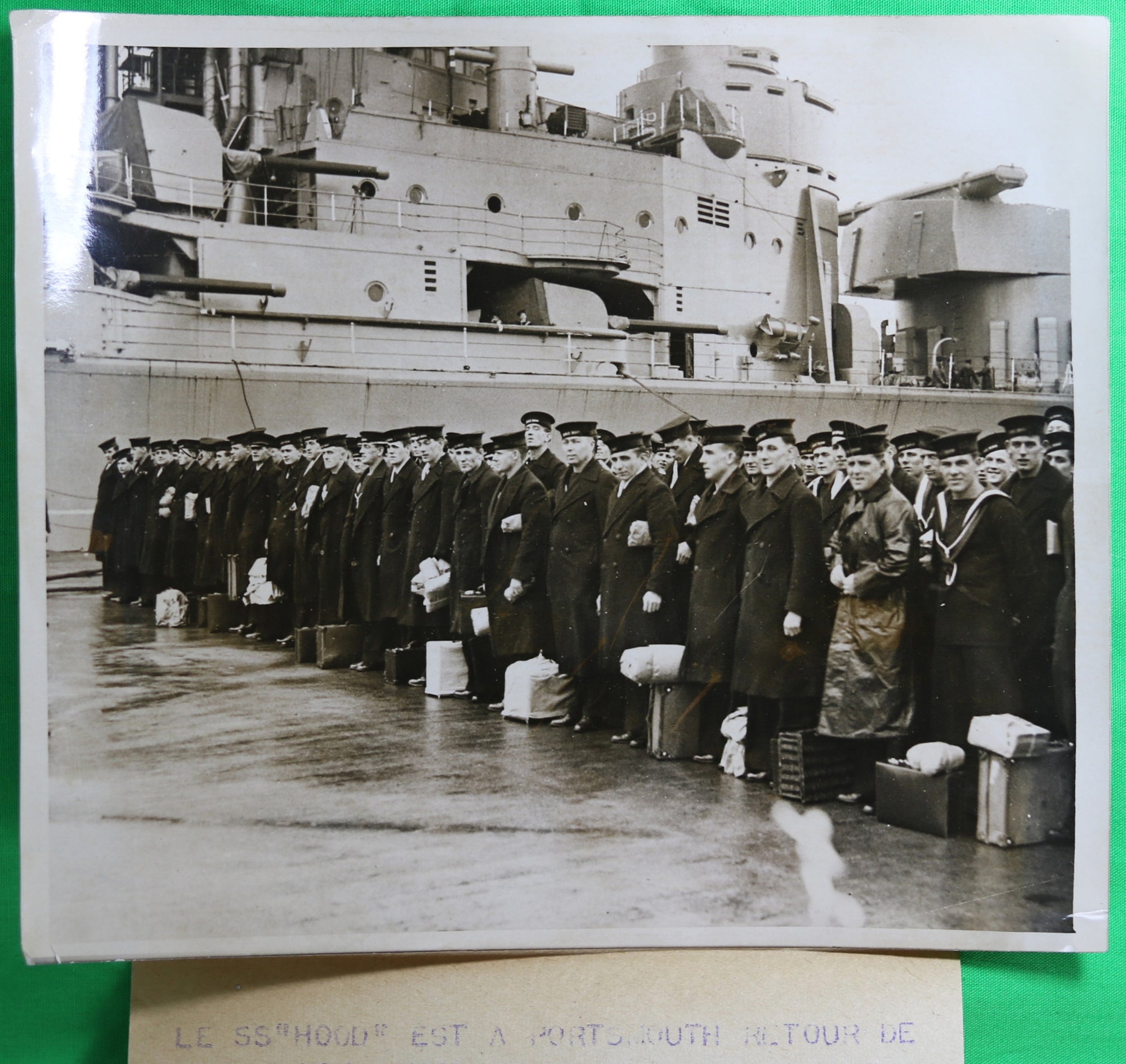 1936 photo cruiser SS Hood crew disembarking Portsmouth England