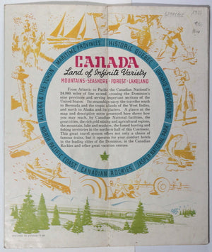 1936 pamphlet Canadian National Tourist’s Map of Canada