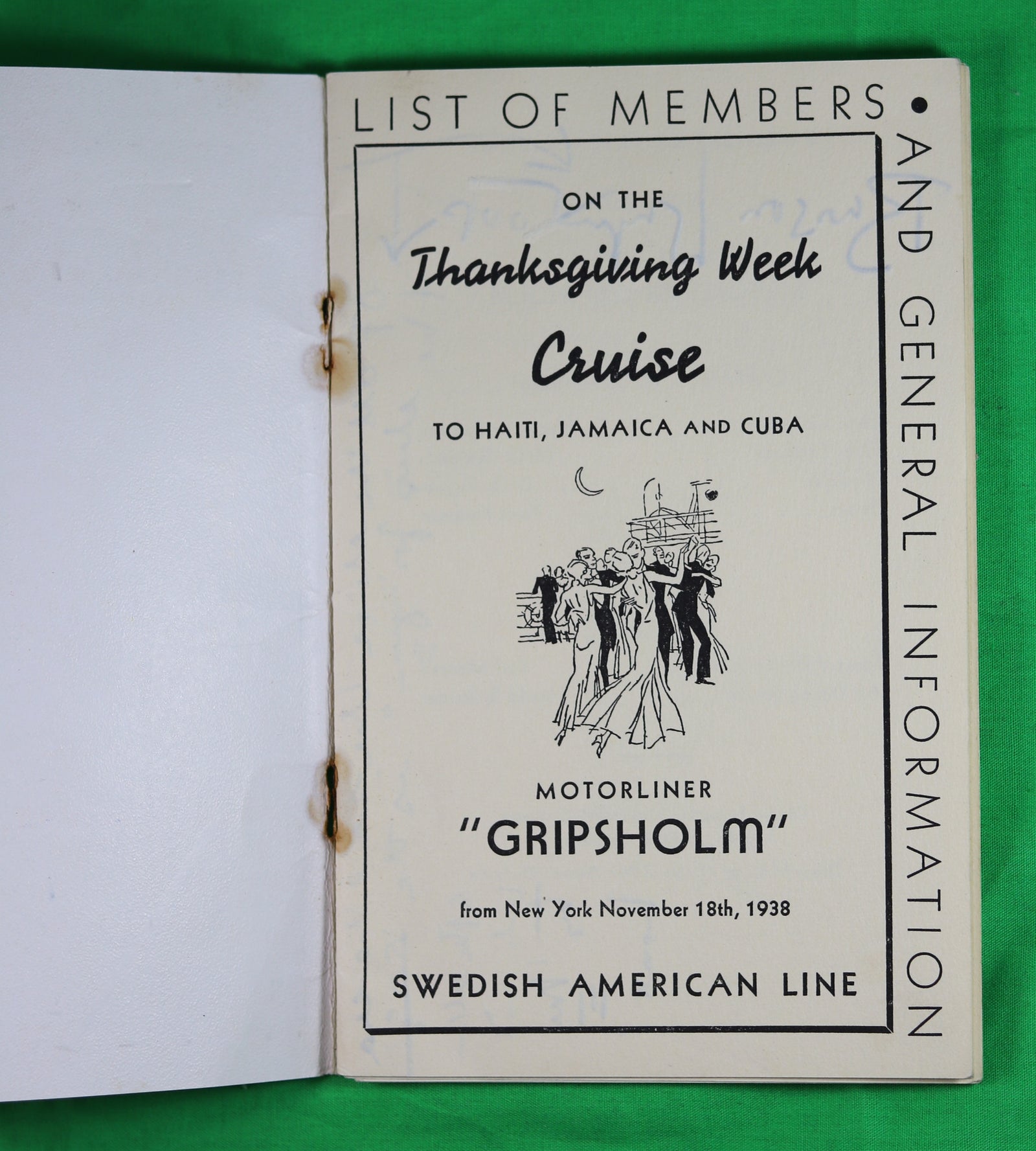 1938 Caribbean cruise Swedish American Line ‘S.S. Gripsholm’ 