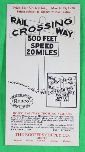 1938 advertising card Roscoe Railway Crossing symbols