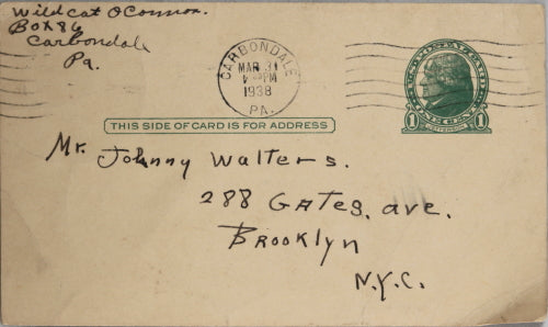1938 letter from American welterweight boxer ‘Wildcat’ O’Connor