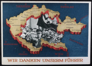 1938 propaganda postcard Germany, return of Sudentland
