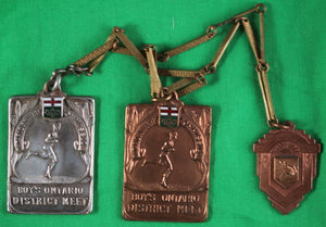 1938 set of three medals Boy’s District Meet, Ontario Athletic Commission