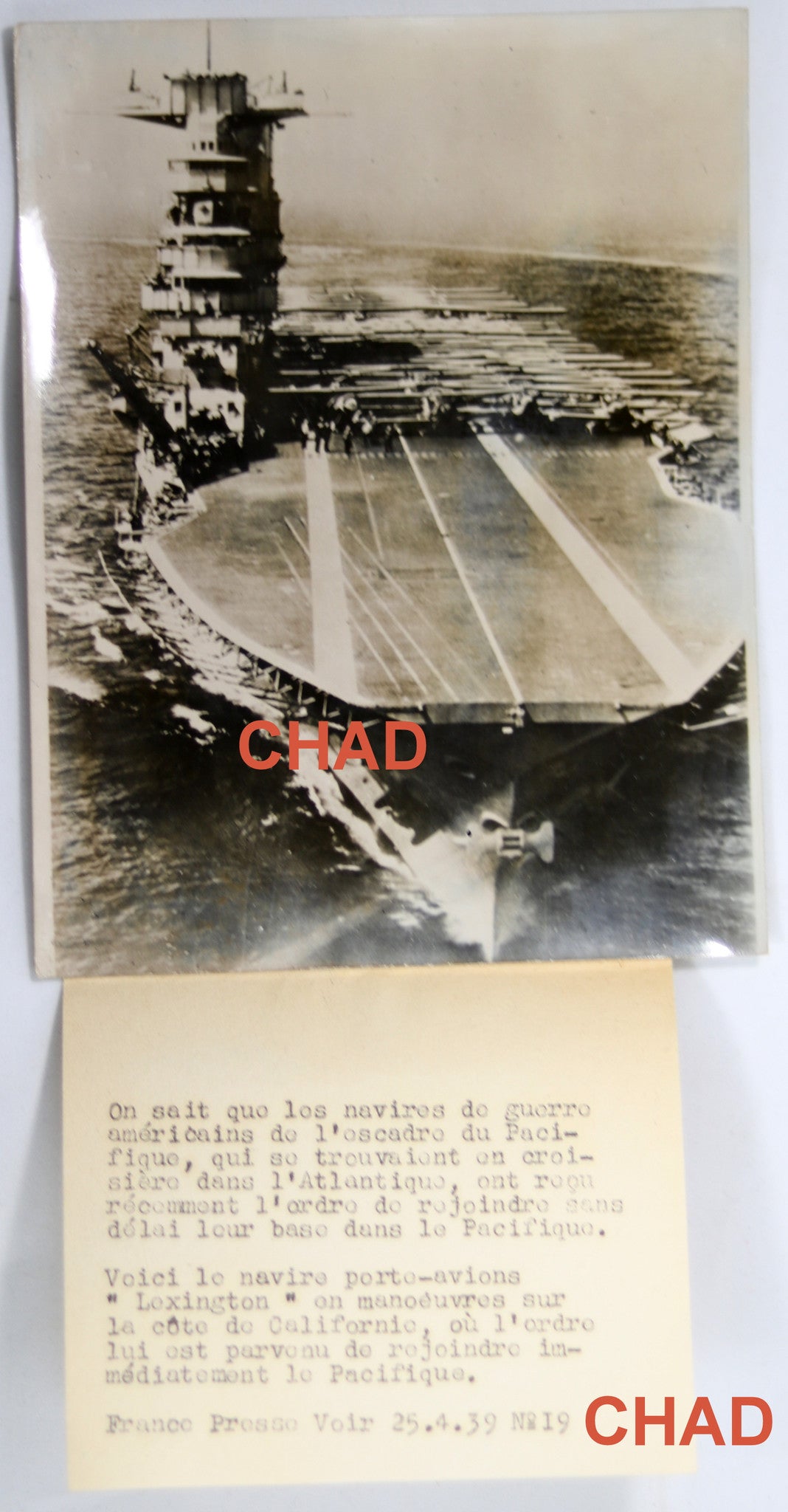 1939 pre-WW2 photo USA aircraft-carrier Lexington