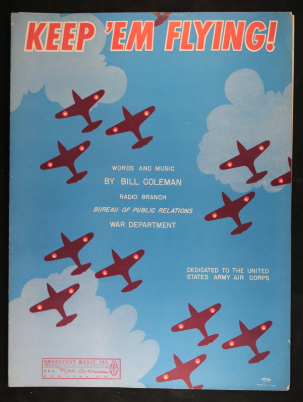 1941 WW2 USA patriotic air force sheet music ‘Keep ‘em Flying’