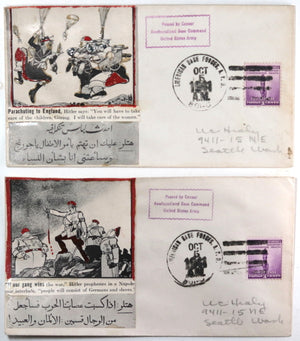 1941 set 2 WW2 U.S Army in Newfoundland anti-Nazi propaganda envelopes