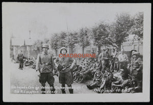 1942 WW2 photo of Canadian POWs under guard - Dieppe France