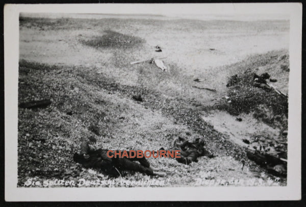 1942 WW2 photo of dead Canadian soldiers on beach at Dieppe France #2