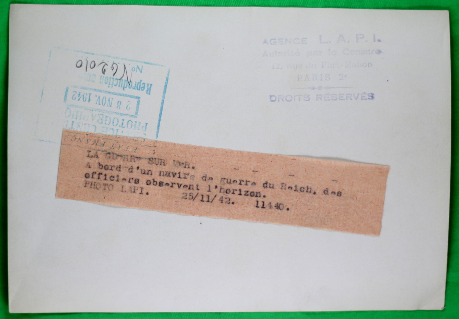 1942 Photo Officers on-board navy warship of Reich  Navire du Reich