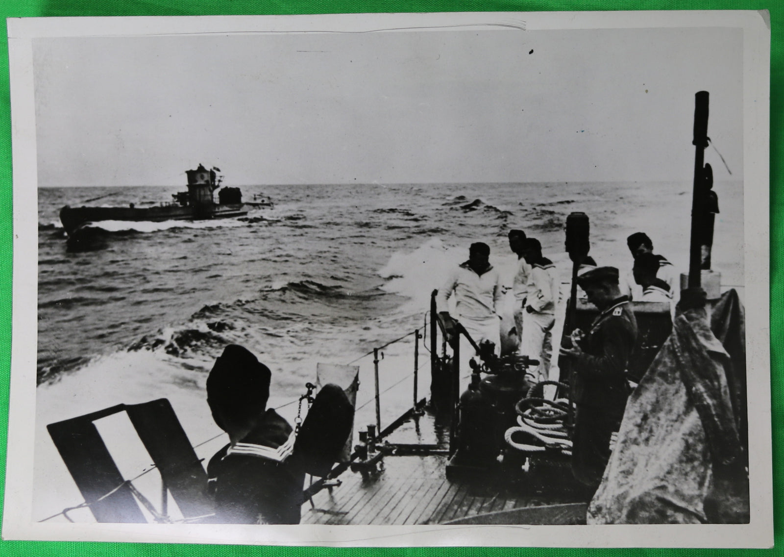 1942 Photo Submarines of the Reich cruising Atlantic  Sous-Marins du Reich