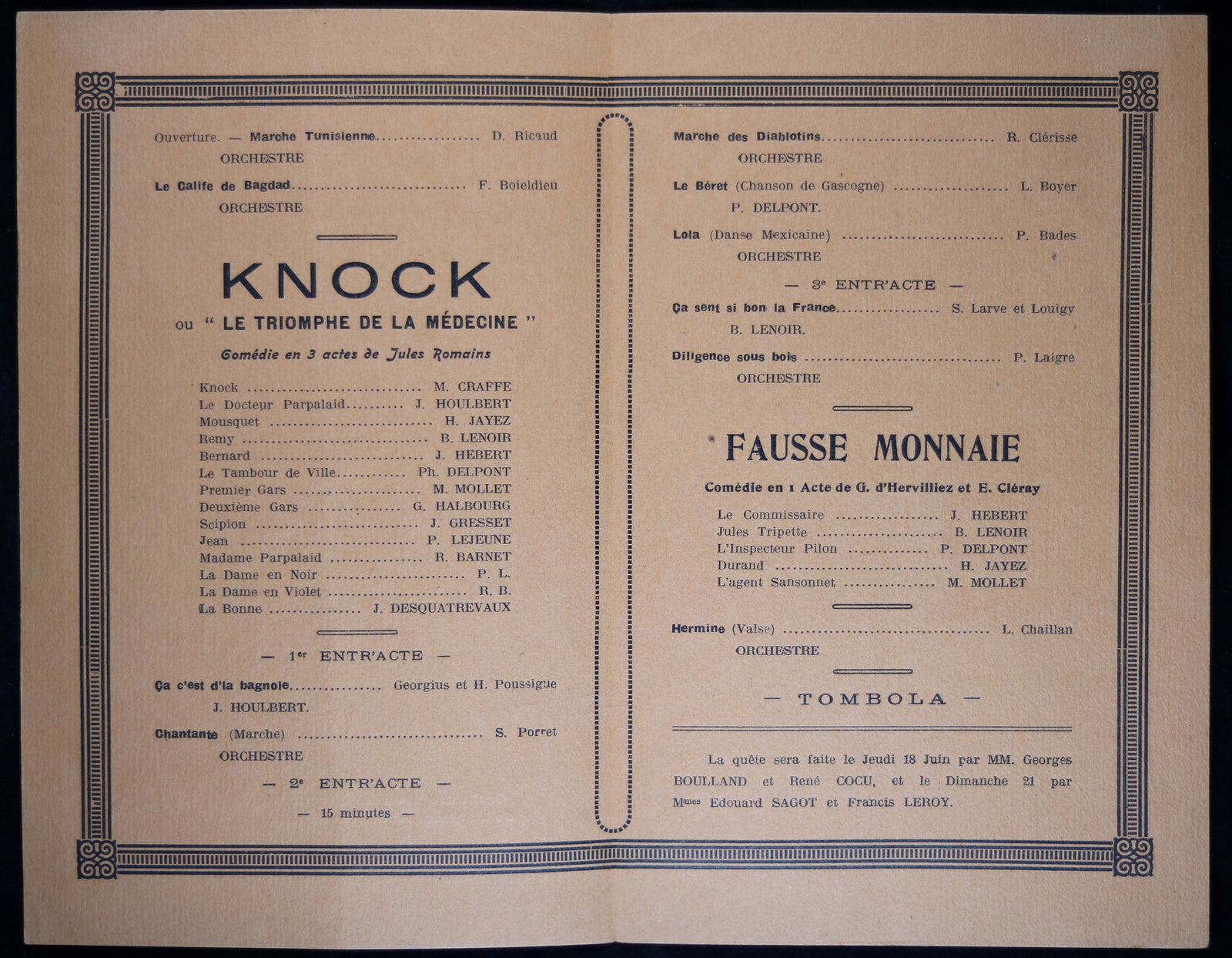 1942 Programme Salle Paroissale, bénéfice PRISONNIERS de GUERRE