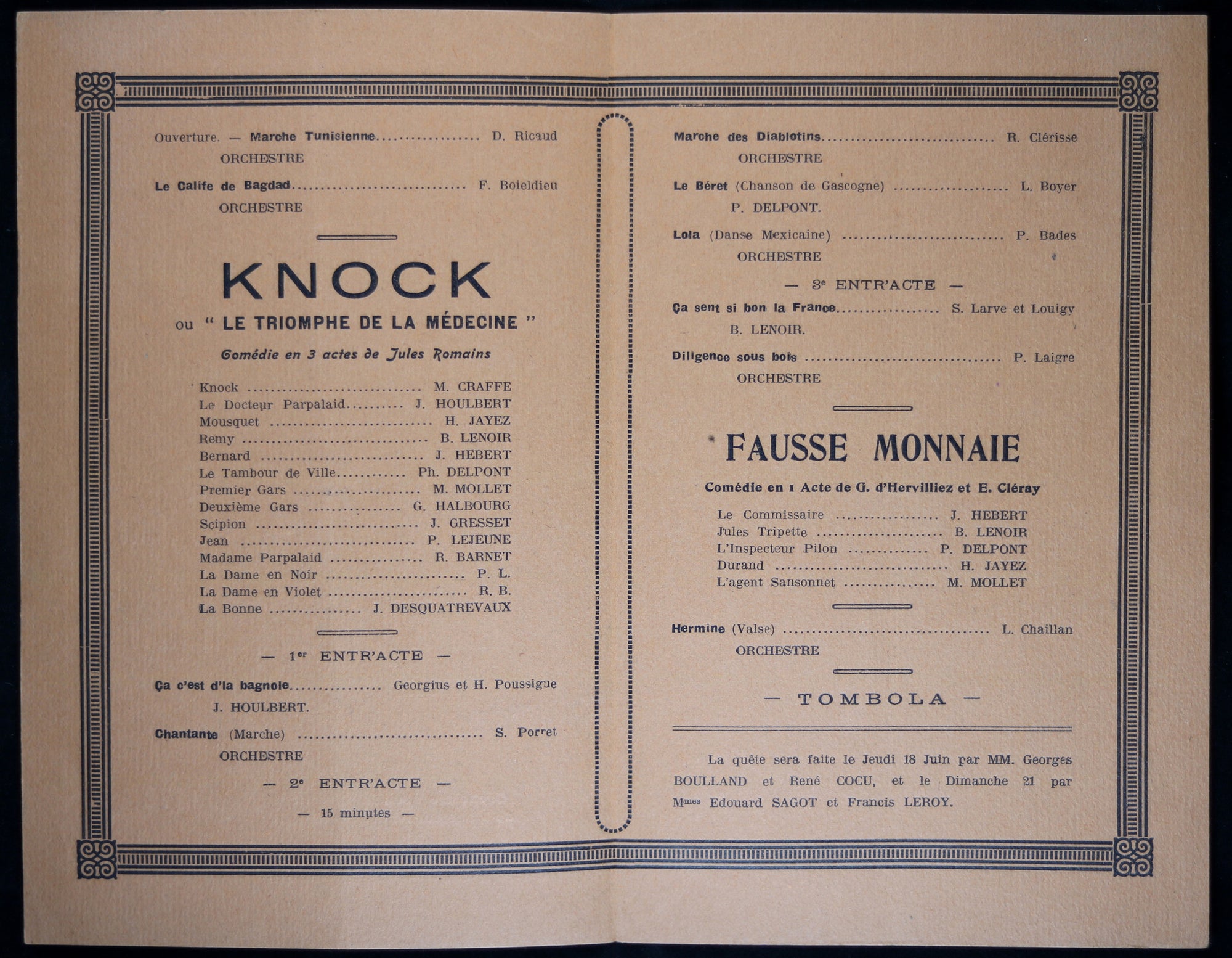 1942 Programme Salle Paroissale, bénéfice PRISONNIERS de GUERRE