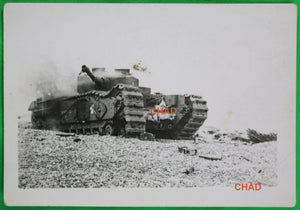 1942 WW2 photo of abandoned Canadian Churchill tank on beach at Dieppe