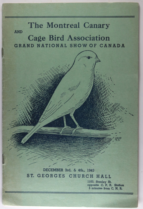 1943 Montreal Quebec program Canary and Cage Bird Assn Show